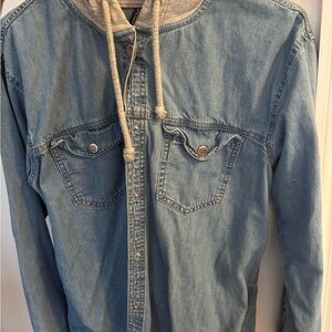 H&M Blue Denim Jacket with Gray Hood